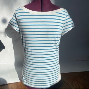Jacob by mark Jacob casual stretchy any blue/white front striped shirt